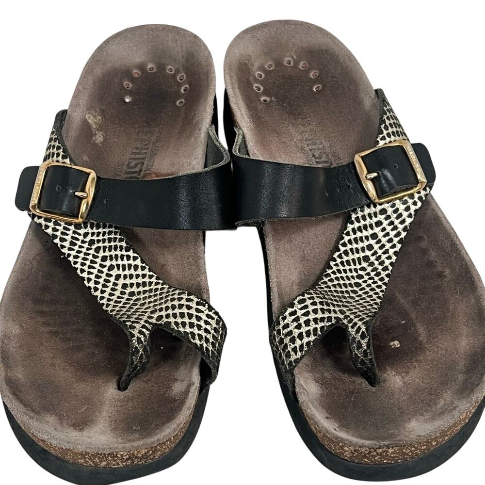 Mephisto Helen Mix Black Cuba Thong Sandals Black/White Leather Strap EU37/6/6.5